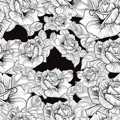 Seamless vector pattern. Rose flower. Decorative composition. Floral motives. Use printed materials, signs, items, websites, maps, posters, postcards, packaging.
