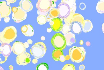 Light Pink, Yellow vector background with bubbles.