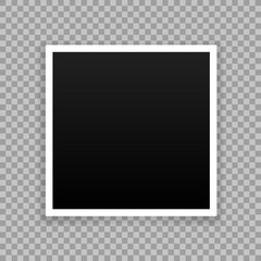 Vector Photo frame mockup design. White border on a transparent background