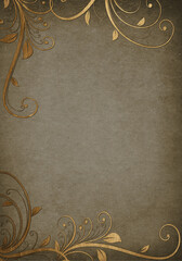 Beige vintage greeting card with golden swirls. Great for invitation, flyer, menu, brochure, postcard, wallpaper, decoration, or any desired idea.