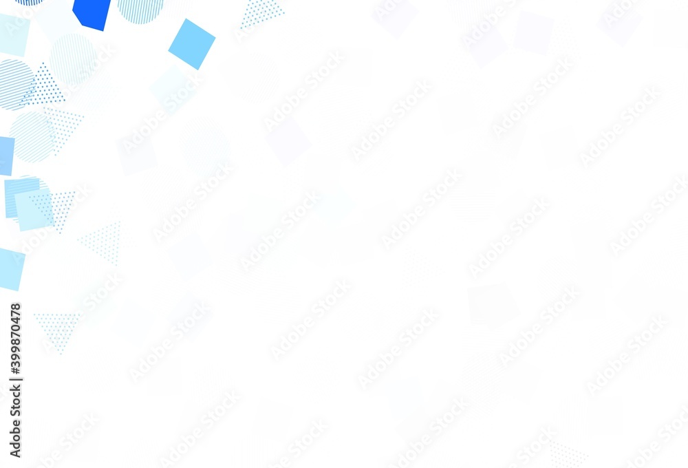 Poster light blue vector texture with poly style with circles, cubes.