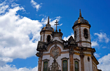 Baroque church in historical city of Ouro Preto, Brazil
