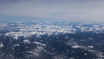 Aerial of Colorado Rocky Mountains, Clouds Above Rocky Mountains During Snowfall