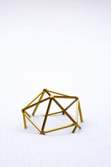 Golden frame in white background snow