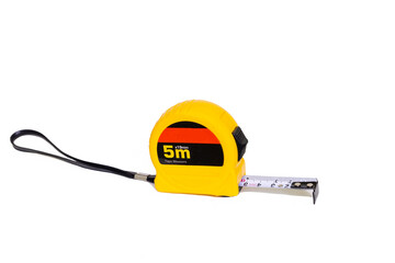 Yellow black case length meter on white ground