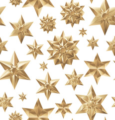 Geometric polygonal snowflakes stars seamless holiday pattern