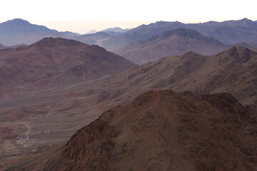 Fototapeta na wymiar Amazing Sunrise at Sinai Mountain, Beautiful dawn in Egypt, Beautiful view from the mountain