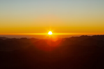 Amazing Sunrise at Sinai Mountain, Beautiful dawn in Egypt, Beautiful view from the mountain