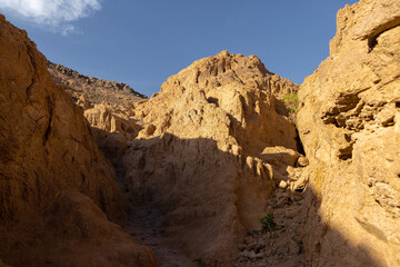 Coloured Canyon in Dahab on South Sinai (Egypt) peninsula. Desert rocks of multicolored sandstone background..