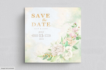 wedding card set with watercolor floral
