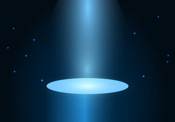 3d empty glowing cylinder stand.