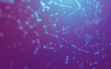 Abstract background. Molecules technology with polygonal shapes, connecting dots and lines. Connection structure. Big data visualization.