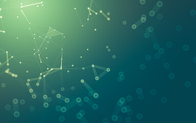 Abstract background. Molecules technology with polygonal shapes, connecting dots and lines. Connection structure. Big data visualization.