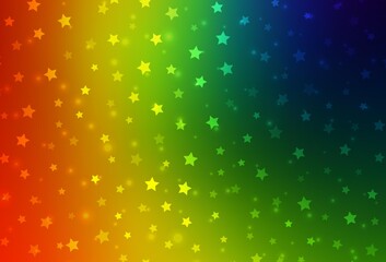 Dark Multicolor vector layout with bright snowflakes, stars.