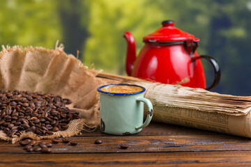 Organic coffee from Colombia served traditional style