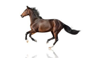 Fototapeta na wymiar Bay stallion run gallop isolated on white