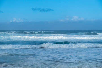 Waves in storm day at the Atlantic Ocean at the north shore side of São Miguel island, Azores, Portugal