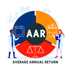 Flat design with people. AAR - Average Annual Return acronym, business concept background.   Vector illustration for website banner, marketing materials, business presentation, online advertising.