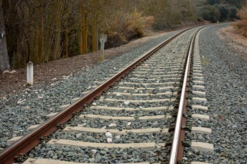 Fototapeta premium Vía y traviesas de un tren convencional