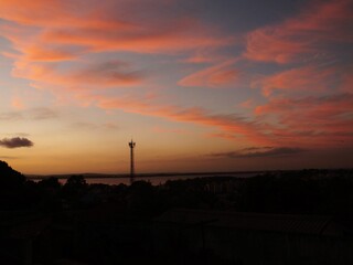 sunset and clouds in the city
