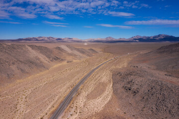 Aerial view in Nevada on a sunny day 
