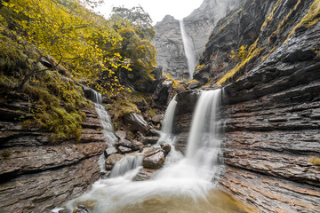 Famous waterfall of the highest in the world in waterfall, Salto del Nervión, Basque Country