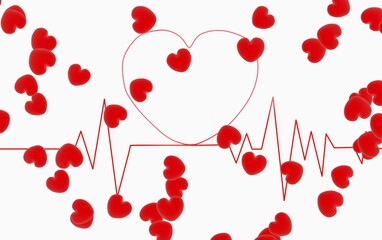 たくさんのハートと心拍数