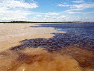 The Meeting of Waters (Portuguese: Encontro das Águas) is the confluence between the Rio Negro, a...