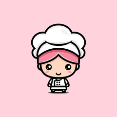 Vector design of cute girl character as chef