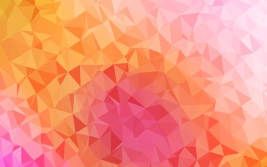 Light Red, Yellow vector polygon abstract background.