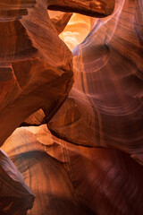 Beautiful light among the sandstone walls of Antelope Canyon