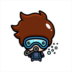 Cute diver character vector design