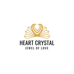 crystal with heart shaped icon logo design illustration