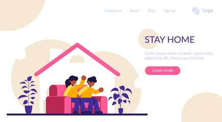 Family stay at home, stay safe. Working home. People keeping distance for decrease infection risk for prevent virus Covid-19. Stay home on quarantine during the coronavirus epidemic.