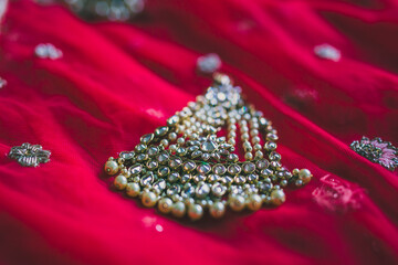Indian Punjabi Sikh bride's wedding jewellery close up
