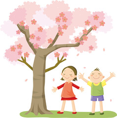 Children under the cherry tree