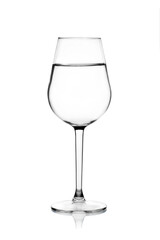 Glass glass with drinking water on a white background
