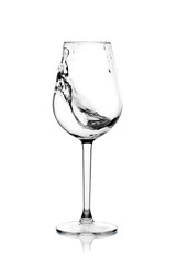 Glass glass with drinking water on a white background
