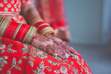 Indian Punjabi Sikh bride's wedding henna mehendi mehndi hands close up