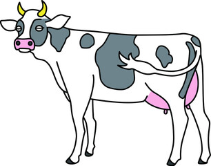 丑年にふさわしい１頭の乳牛のイラスト