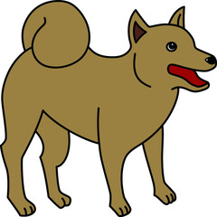 戌年にふさわしい１頭の薄茶色の柴犬のイラスト