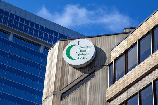 Toronto, Canada - May 16, 2020: Toronto District School Board (TDSB) Logo On The Headquarters Building In Toronto. TDSB Is The English-language Public-secular School Board For Toronto. 