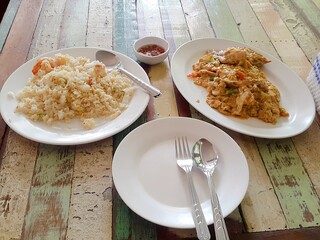 Fried rice and Thai curry at the restaurant