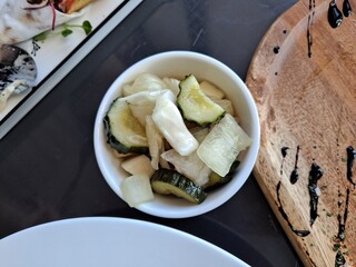 Pickled cucumber and pickled radish