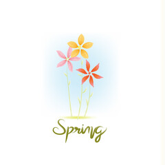 Watercolor spring flowers fine art vector