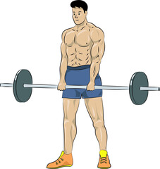 young fitness man lifting weights