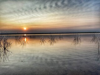 sunset over the lake