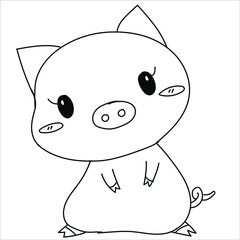 sketch of pig. engraved pig and pork