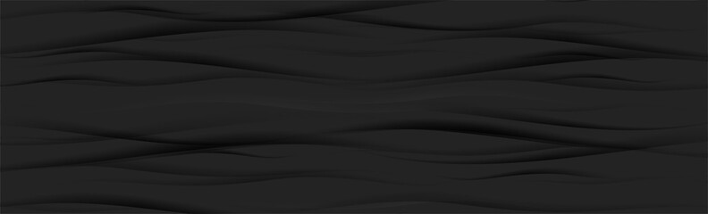 Black wavy pattern abstract elegant concept background. Vector banner design