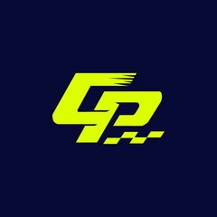 Initial letter logo CP, PC, with race flag  template logo design vector